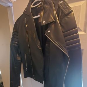 Zara Navy Blue Faux Leather Jacket
